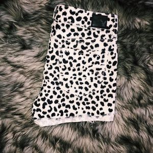 Leopard jean shorts